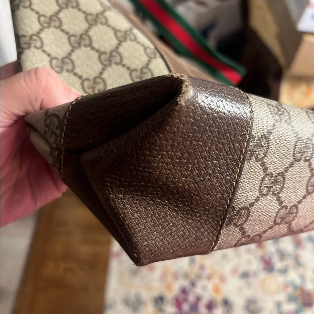 Gucci Beige/Brown GG Canvas Sherryline Messenger with Green-Red Web Strap - Picture 3 of 5